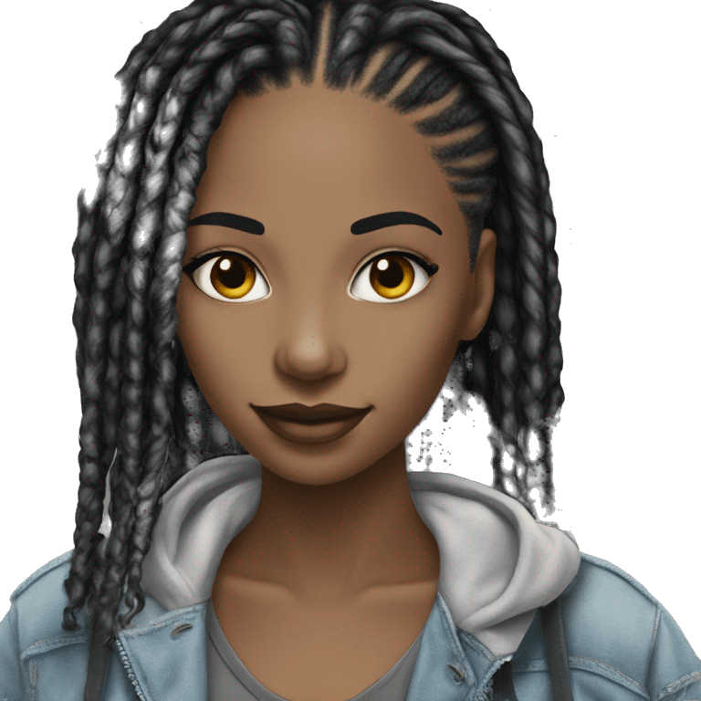 Black woman with split dye black and white faux loc hair  emoji