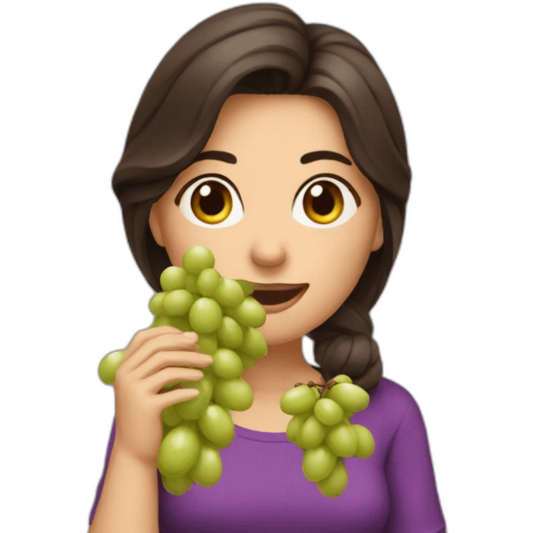 A brunette wonan eating grapes emoji