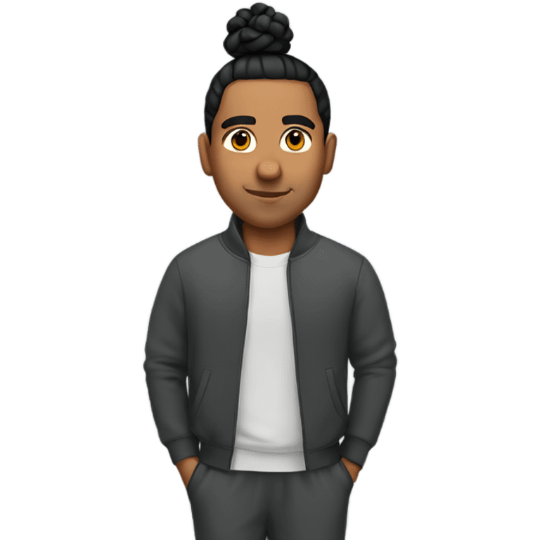 Latin man with low man-bun in a tracksuit  emoji