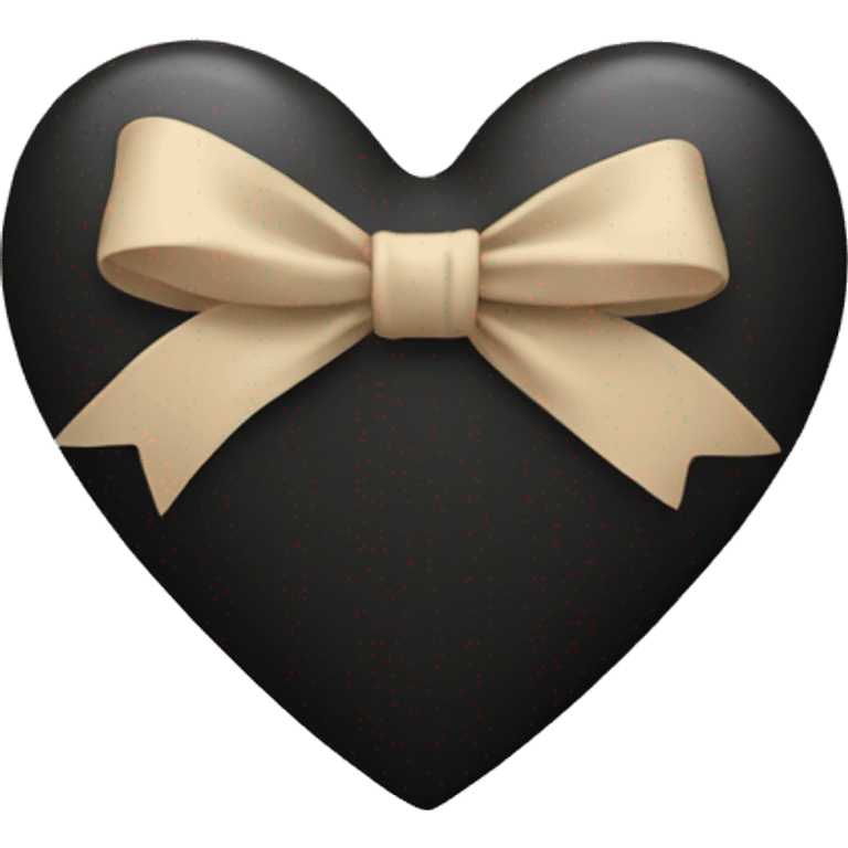 black heart with beige bow emoji