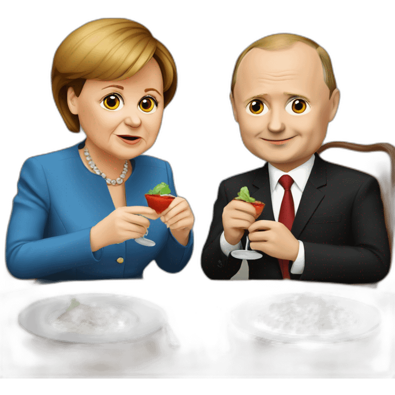 Angela merkel with putin  while eating dinner emoji