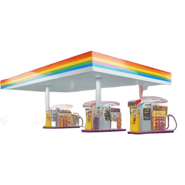 rainbow gas station with lollipops emoji