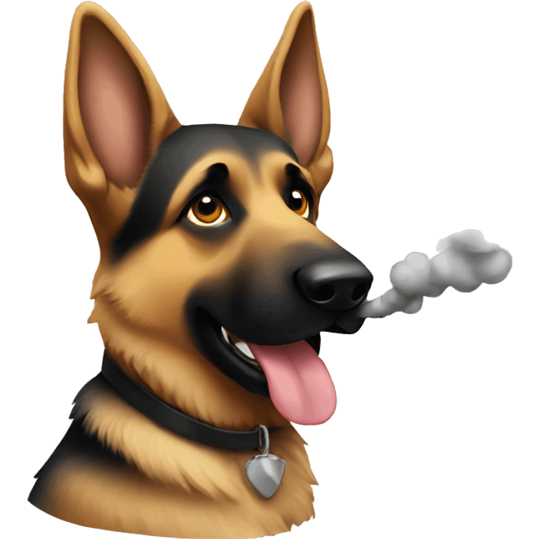 german shepherd with smokin emoji