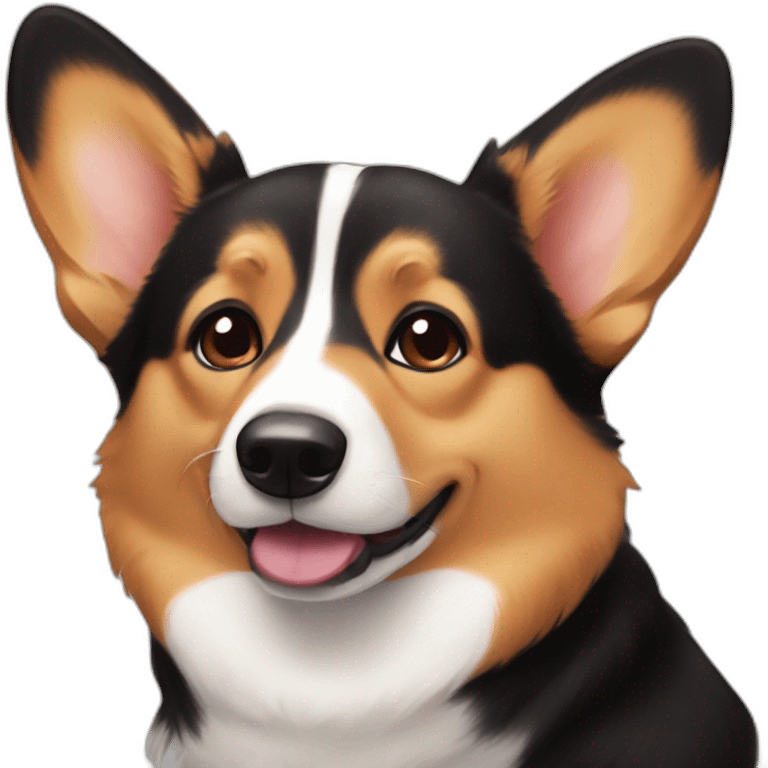 black and tan corgi face emoji