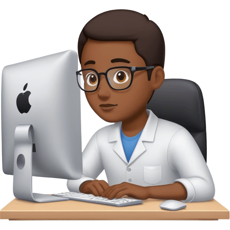 A working person working diligently in front of an Apple computer. emoji