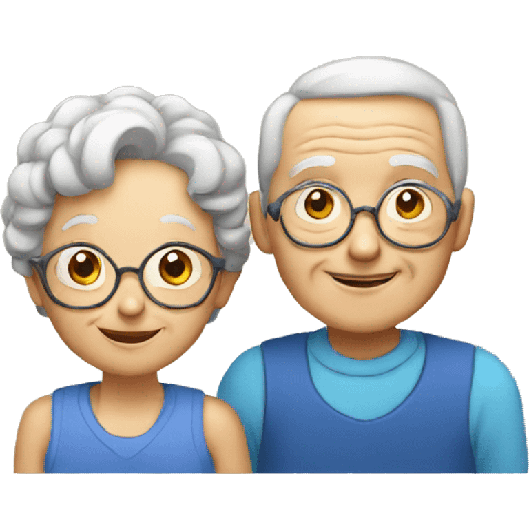 old people and a child emoji