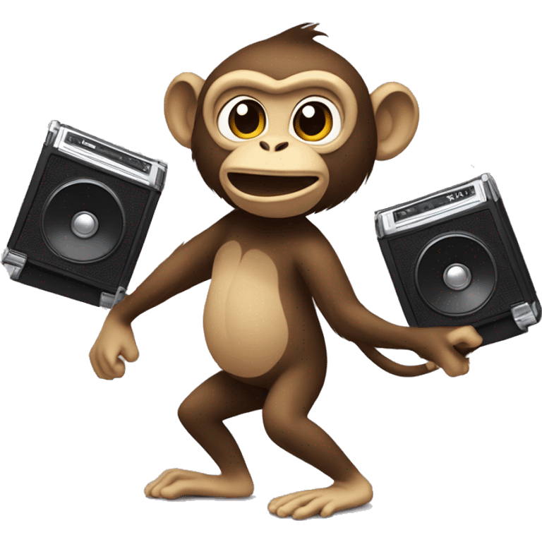 monkey skating while holding a boombox emoji