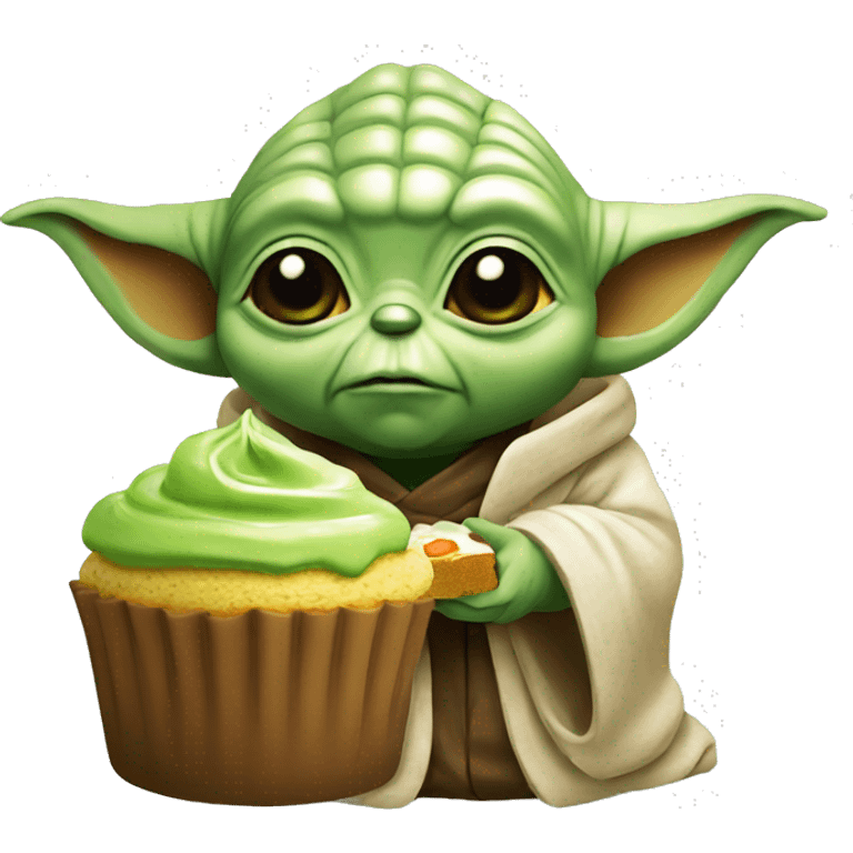 Yoda eating matcha sponge cake emoji