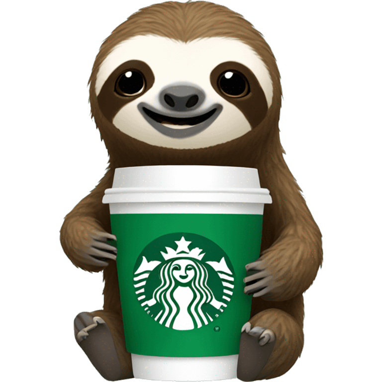 Sloth with a Starbucks emoji