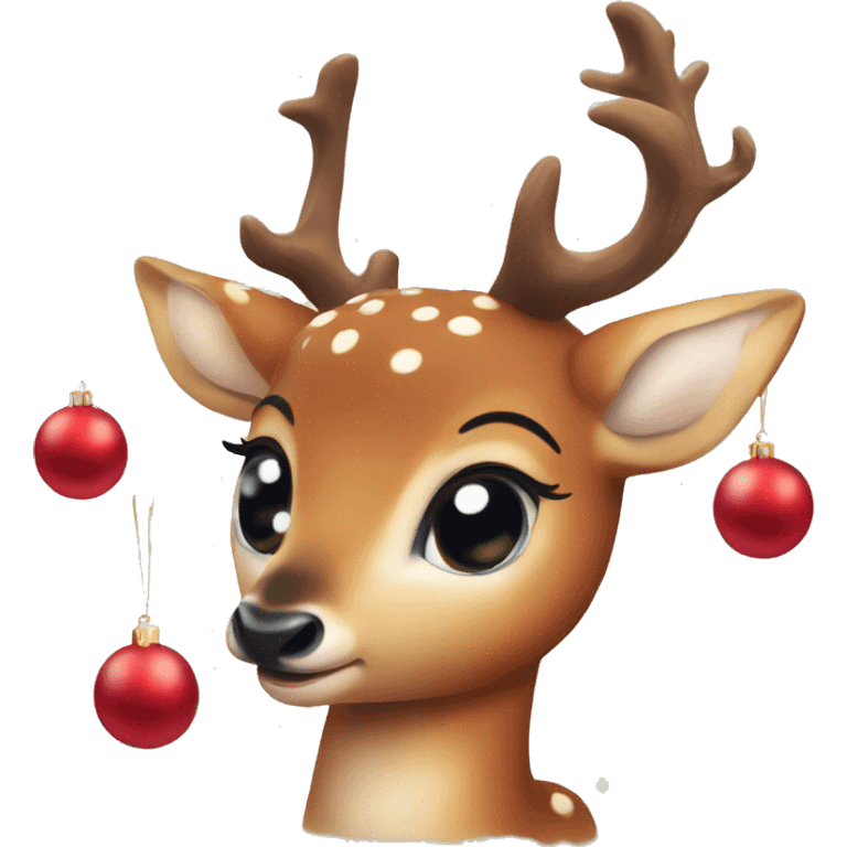 Red asthetic Christmas baby deer emoji