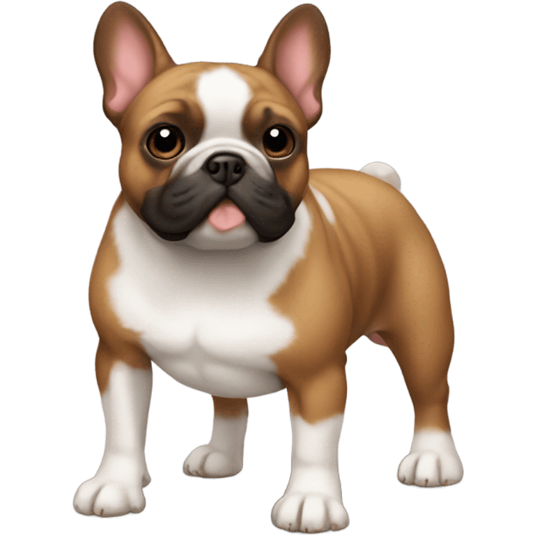 A black and brown French bulldog with fluffy fur  emoji