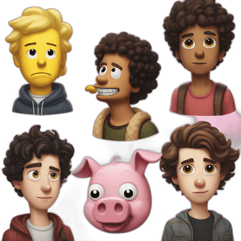 homer Simpson timothee chalamet and the pig from gravity falls emoji