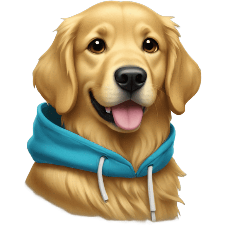 Golden retriever in a Iowa hoodie emoji