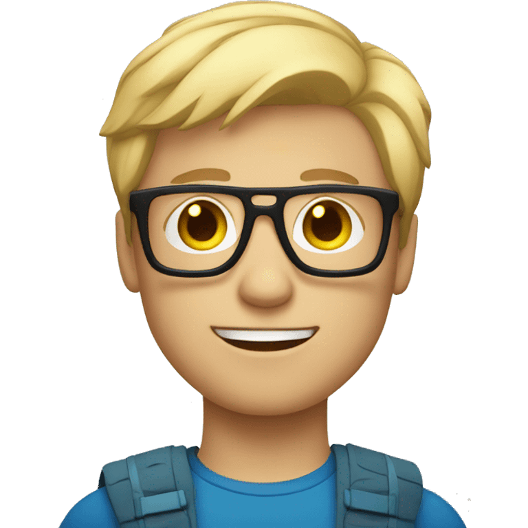 superhero boy with medium short blond hair with glasses emoji