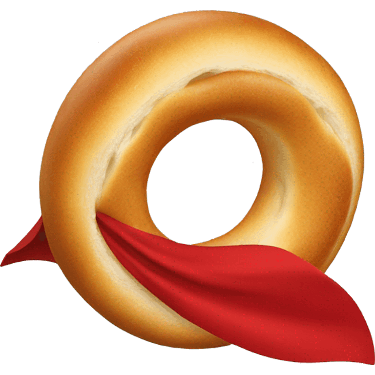 flying bagel wearing a red cape emoji