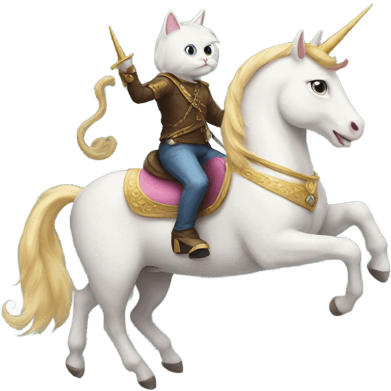 Cat riding a unicorn emoji