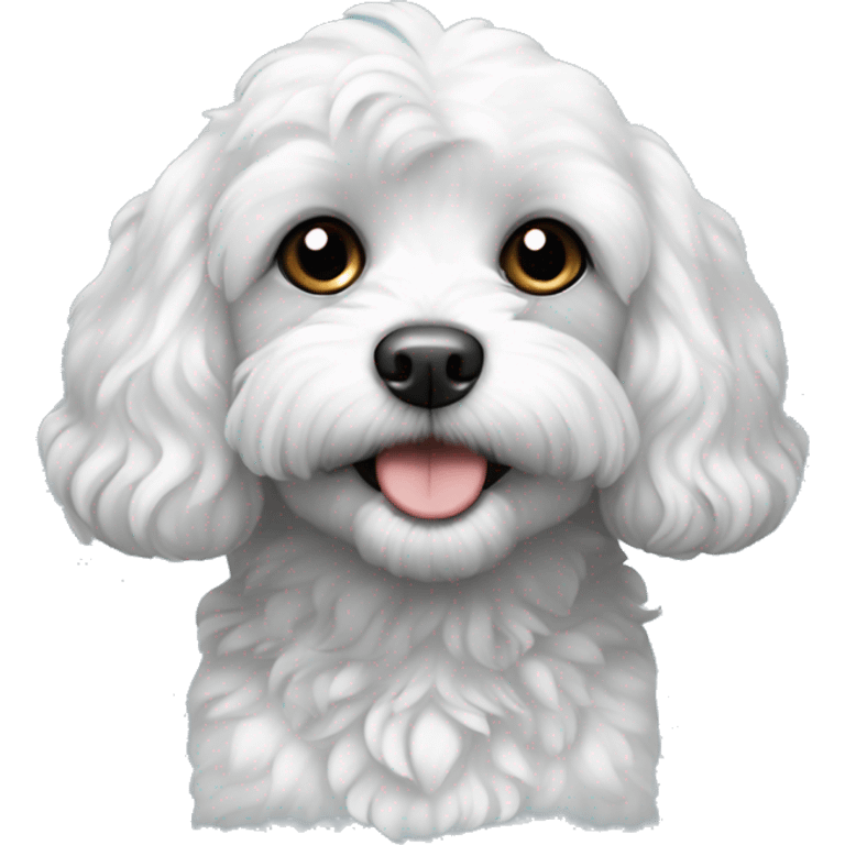 Black and white cavapoo emoji