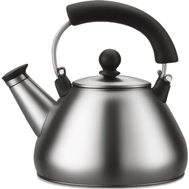 Kettle stainless steel black round handle on back emoji