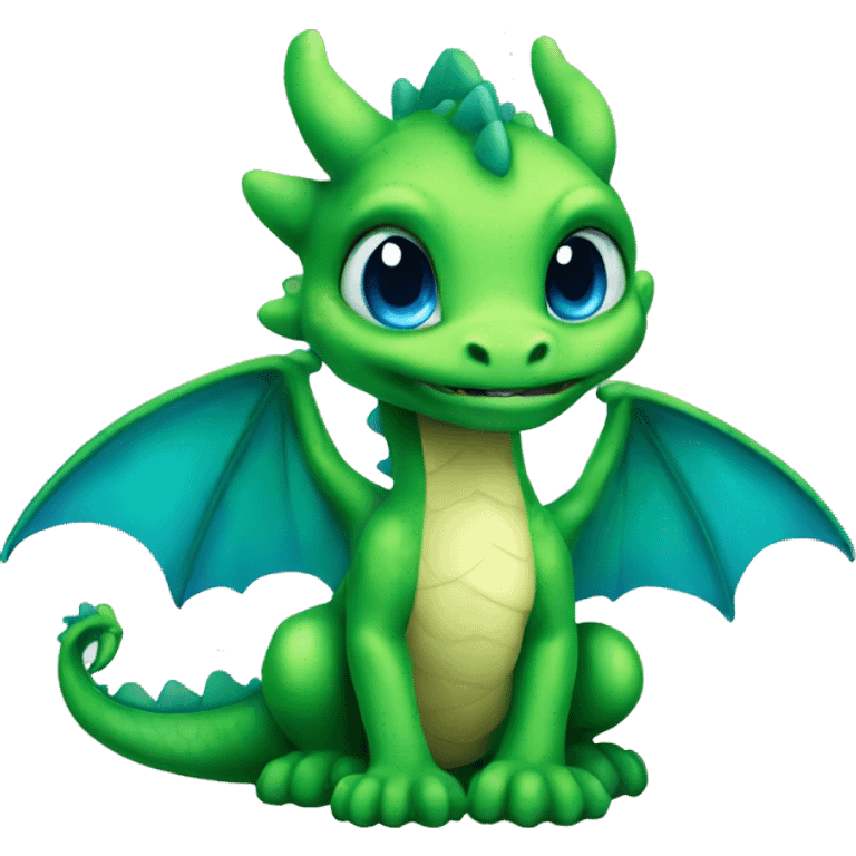 Green baby dragon with blue eyes emoji