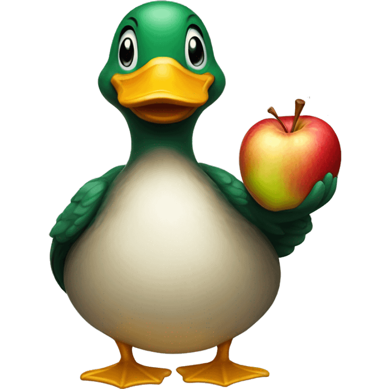 Duck holding apple emoji