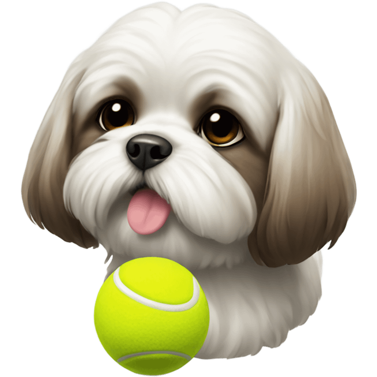 Shihzu with a tennis ball  emoji