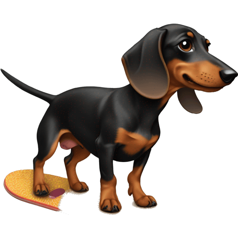 dachshund riding a skateboard emoji