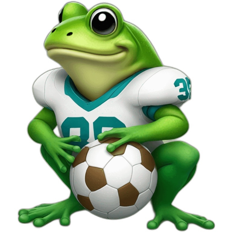 Frog holding a football emoji