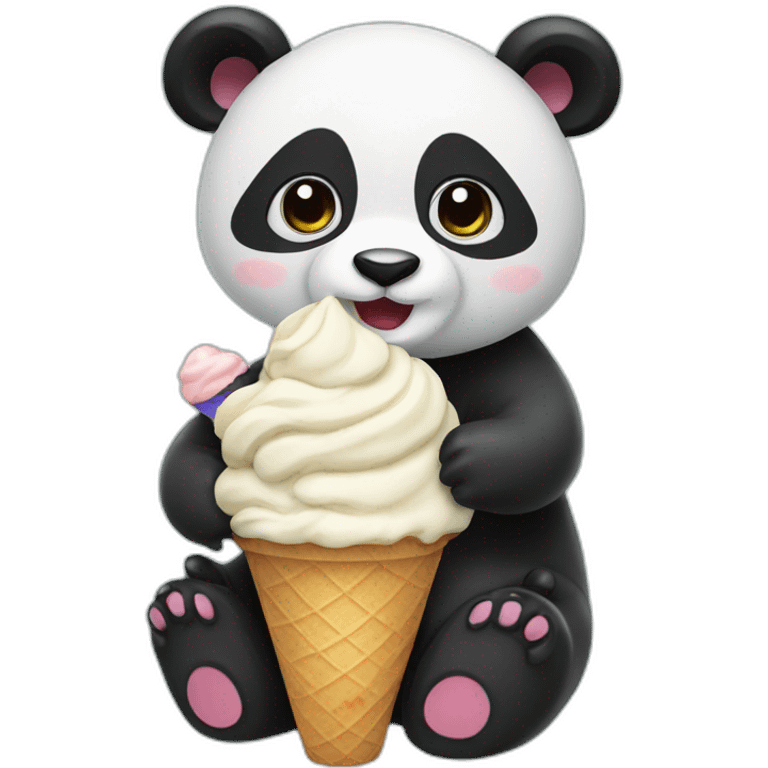 Panda eating ice cream emoji