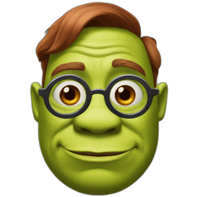 Shrek with red skin and a monocle emoji