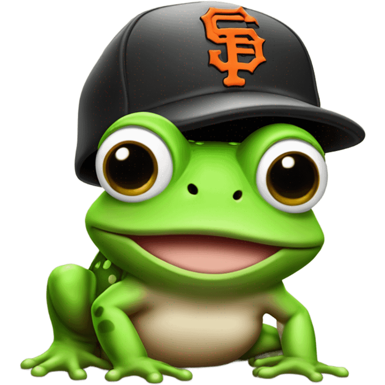 Green toad with San Francisco Giants hat emoji