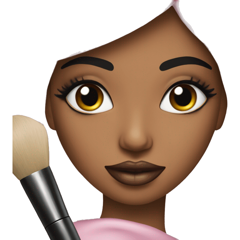 maquilladora hermosa con brochas de maquillaje emoji