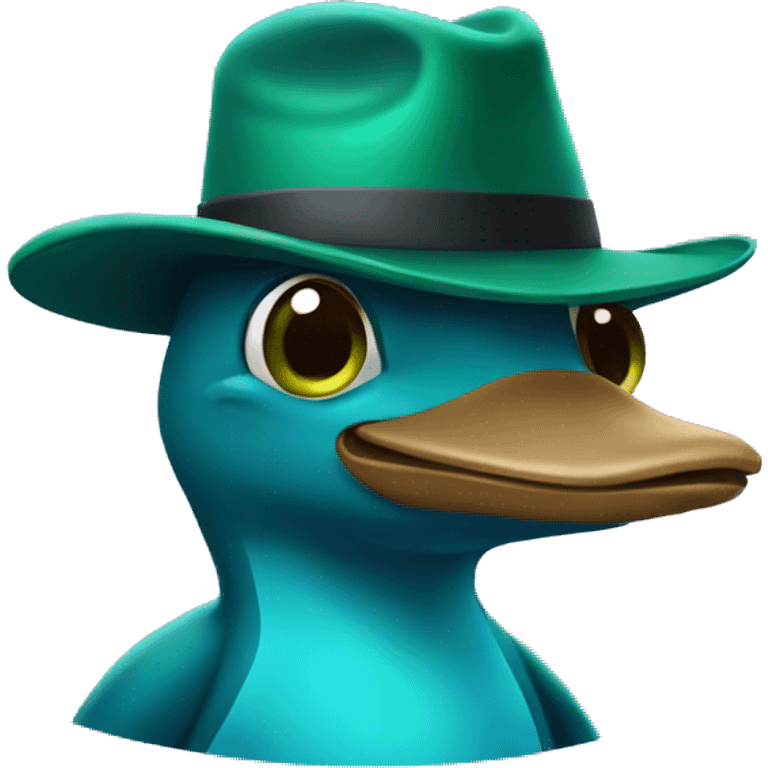 blue/green platypus with a fedora emoji