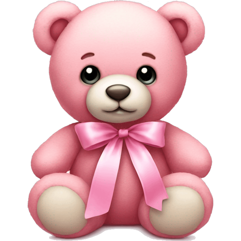 Soft pink teddy bear with pink ribbon emoji