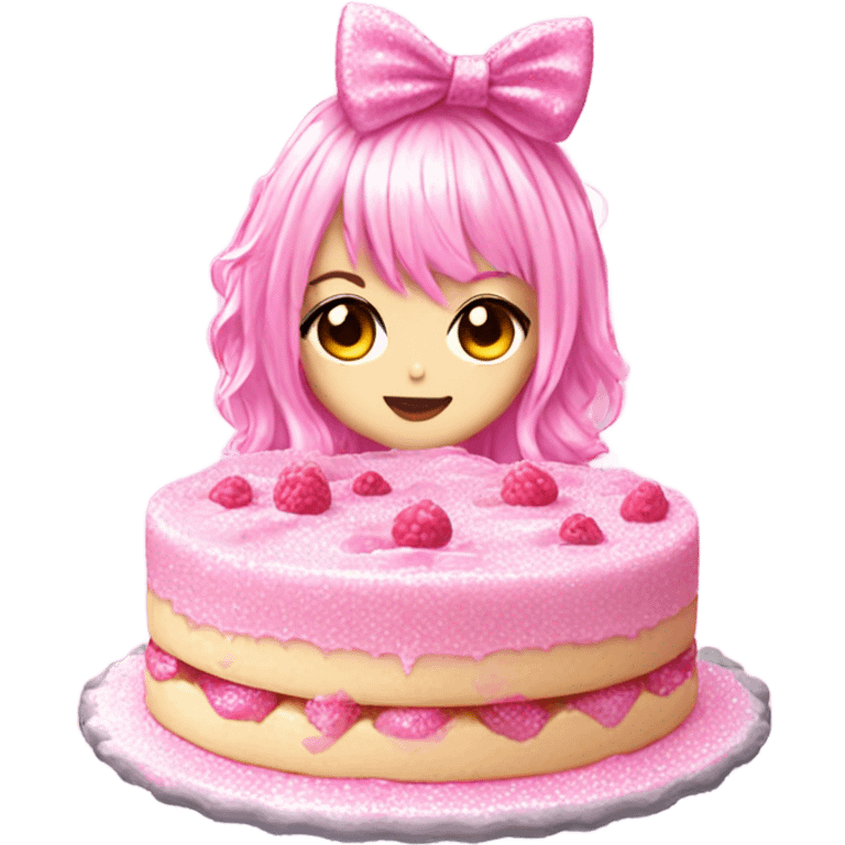 highly detailed sparkly pink gyaru dessert emoji