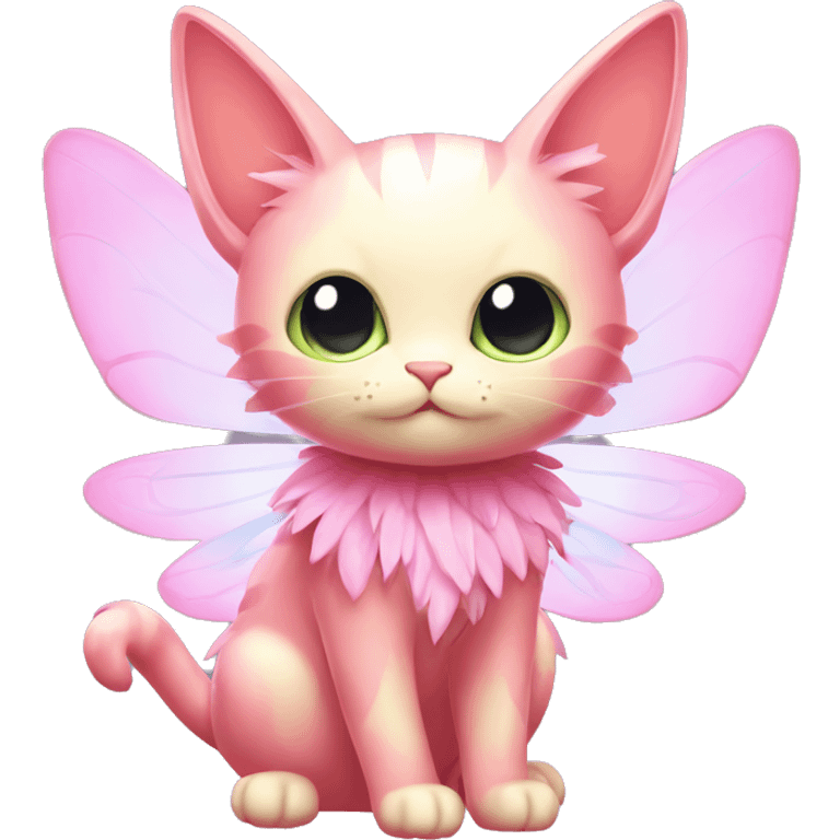 Shiny Pink Grass-type-Fairy-type-Fakémon-Cat full body emoji