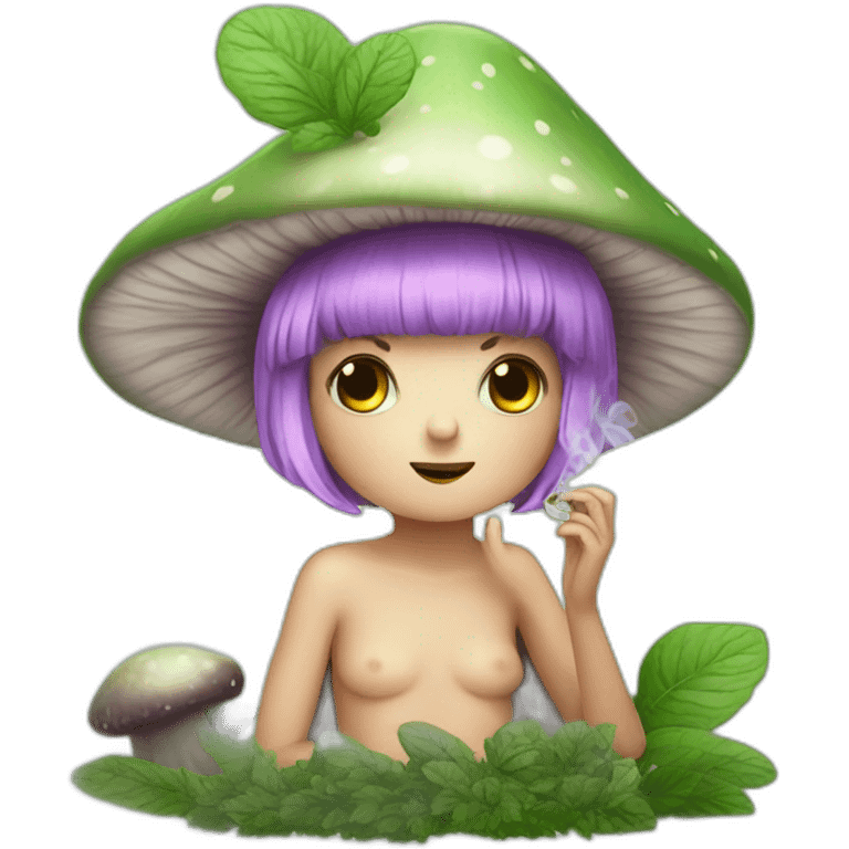 cute mushroom fairy smoking herbs emoji