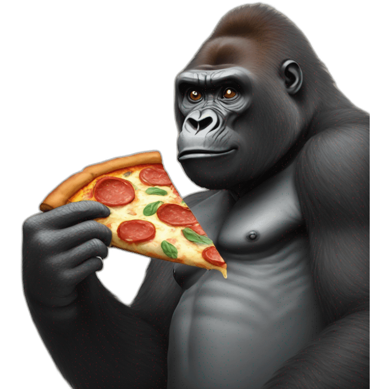 Gorilla eating pizza emoji