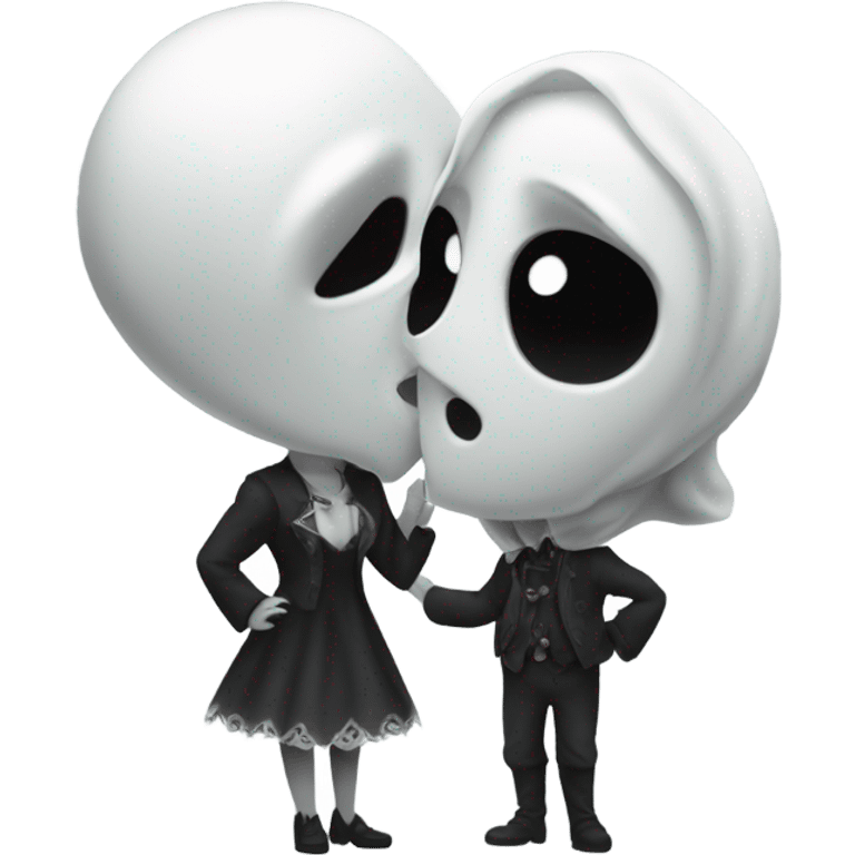 Ghost kissing Mae vampire emoji