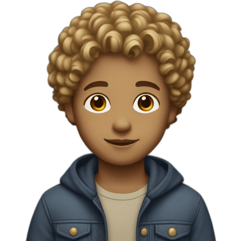 a boy with light brown skin, brown eyes and medium blonde curly hair emoji