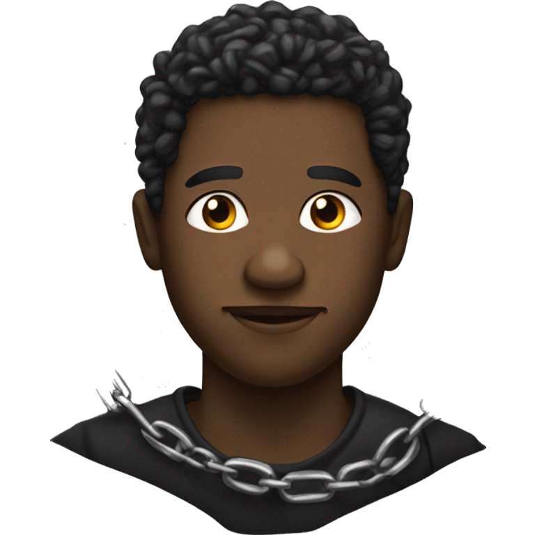 black man with broken chains aroud is writs emoji