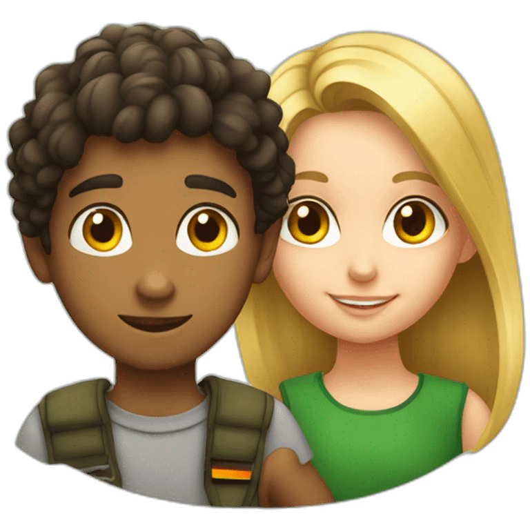 brazilian young boy with german young girl emoji