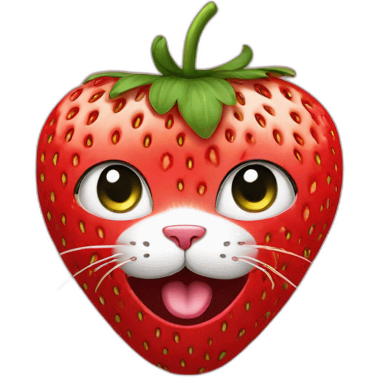 Strawberry with cat face emoji