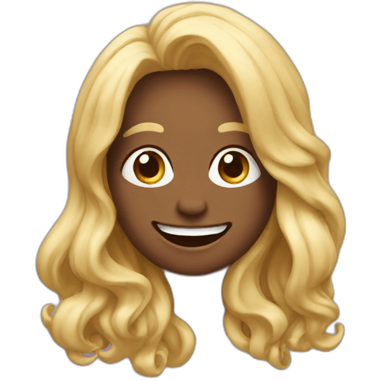 Smiling poo with long blonde hair emoji