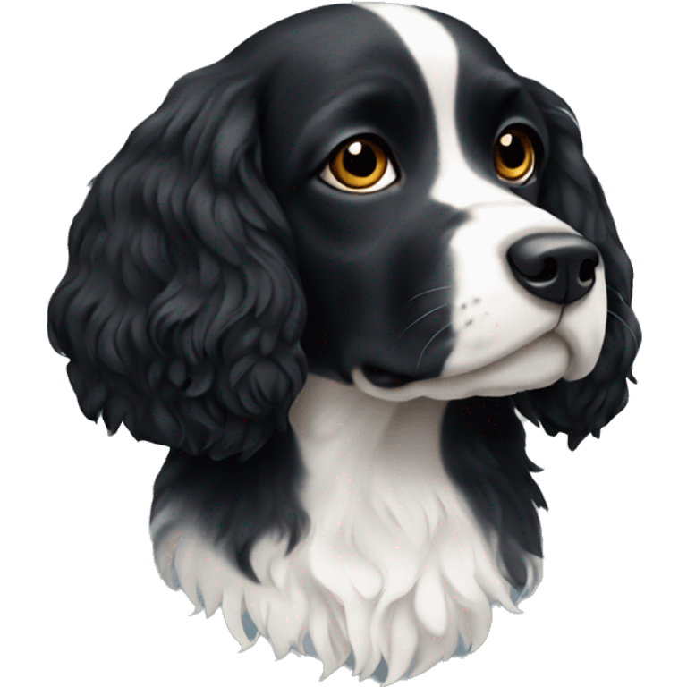 Small all black spaniel with white on chest emoji