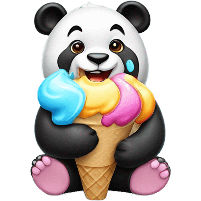 Panda eating ice cream emoji