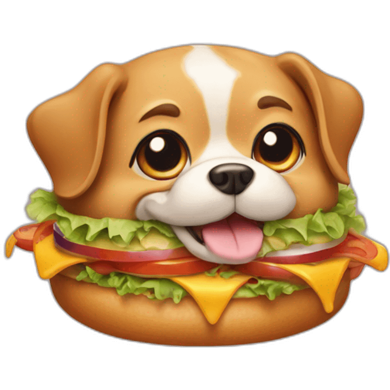 Dog with burger emoji