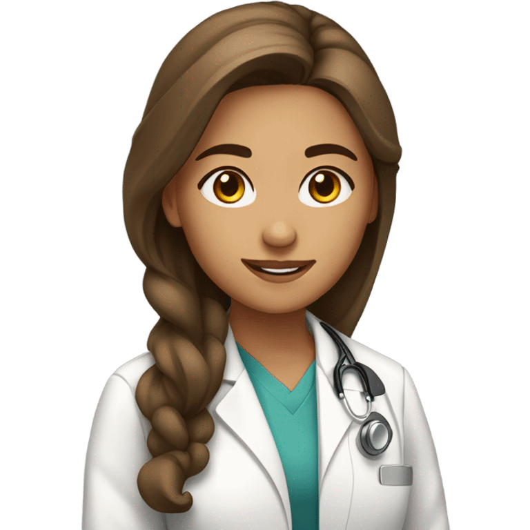 a teenager doctor 20 years old girl student tan skin, brown hair emoji