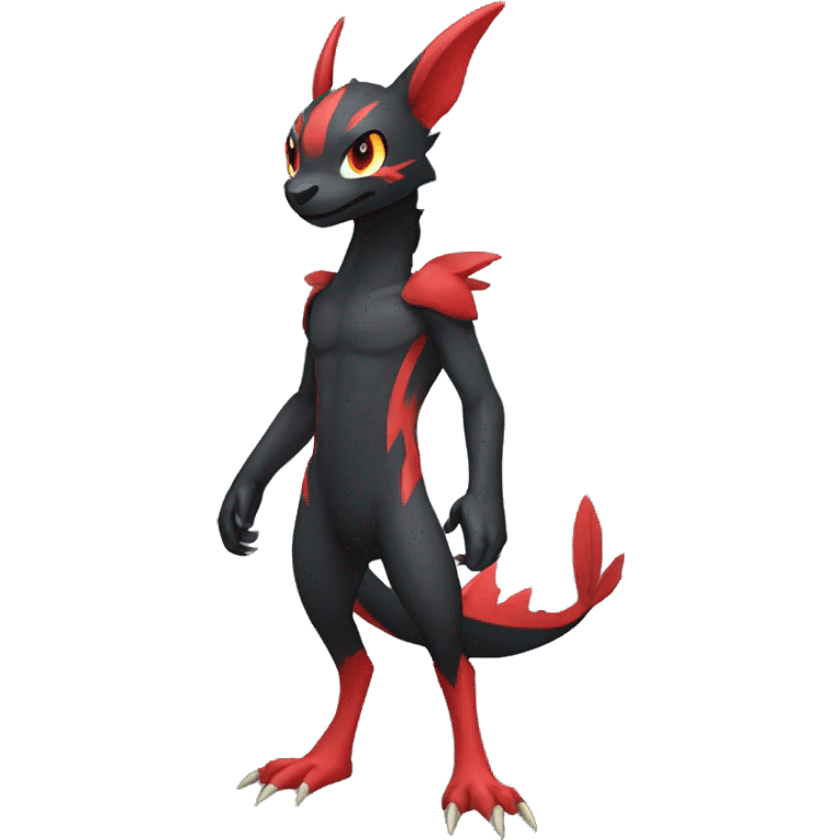 Cute cool black red nargacuga animal hybrid Fakemon full body emoji