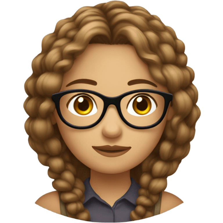 Fille chatain clair cheveux longs lunettes ronde  yeux marrons corps e emoji