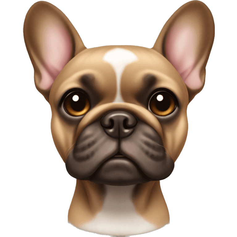 French bulldog brown color with brown eyes one ear standing the other down emoji